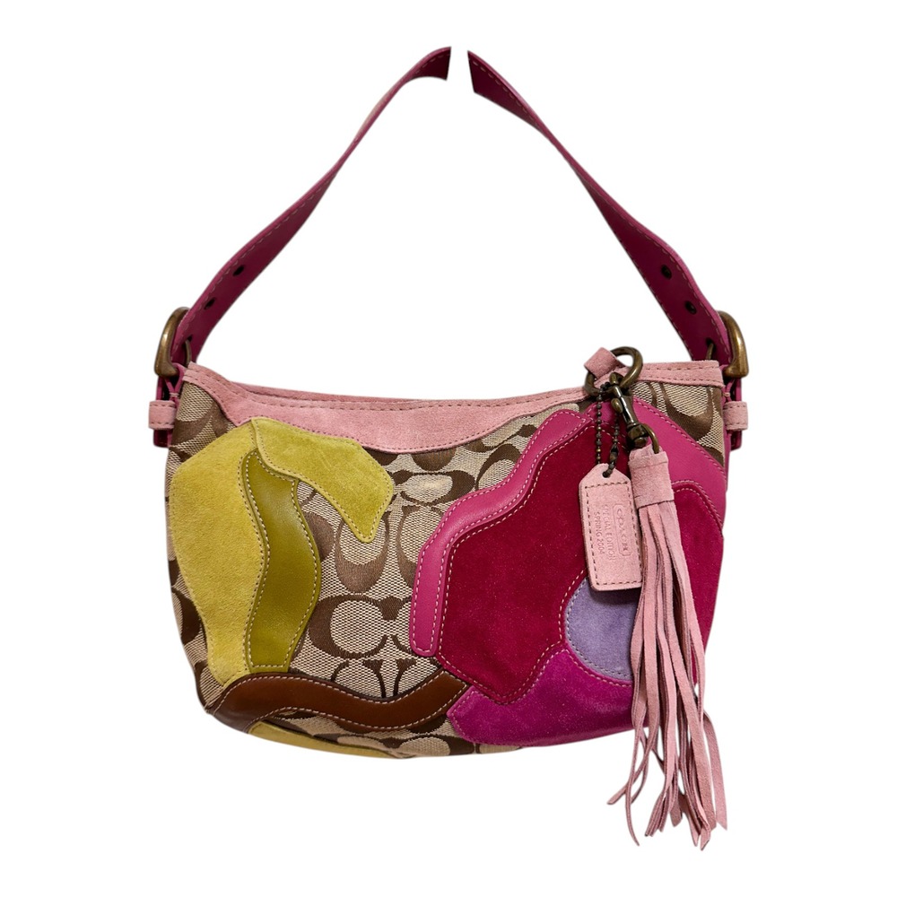Coach Poppy for Peace Shoulder Bag Signature Suede Floral Ltd Ed 7086